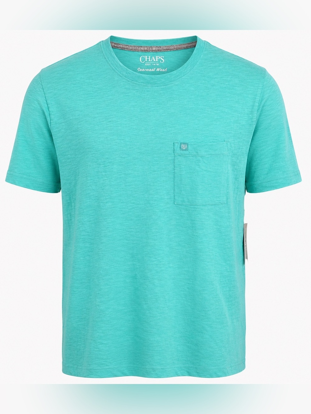 Chaps Men’s Chest Pocket T Shirt Medium Pool Blue Slub Knit Short Sleeve NWT